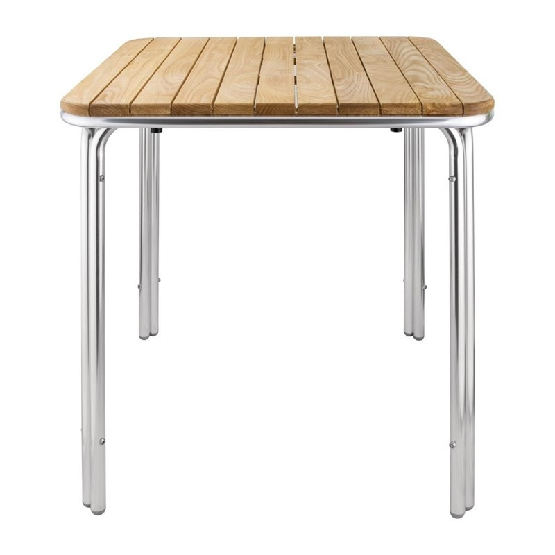 Fyrkantigt bord i ask och aluminium 700mm - Bolero - Fourniresto