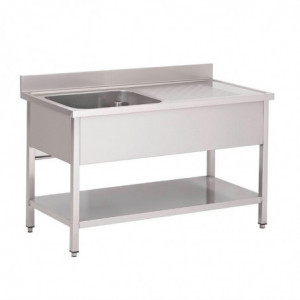Plonge i rostfritt stål med låg hylla 1 ho till vänster-L 1200 x D 700 mm - Gastro M