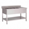 Stainless Steel Sink With Lower Shelf 2 Basins Left-L 1600 x D 700 mm - Gastro M
