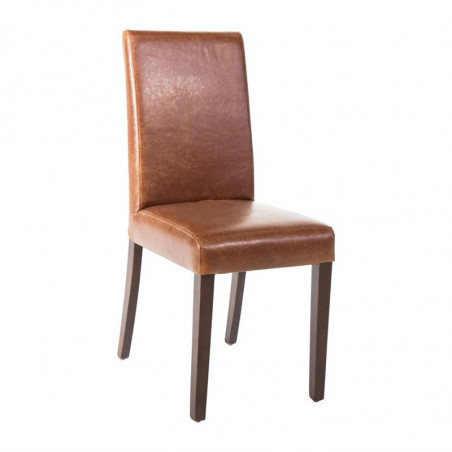 Tuoli, korkea selkänoja, ruskea patinoitu keinonahka - 2 kpl - Bolero - Fourniresto
