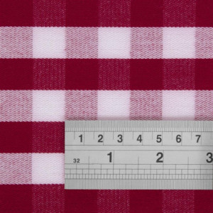 Fyrkantig duk med röda rutor i polyester 1320 x 1320mm - Mitre Essentials - Fourniresto