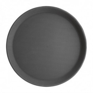 Liukumaton pyöreä musta lasikuitualusta 356 mm - Olympia KRISTALLON - Fourniresto