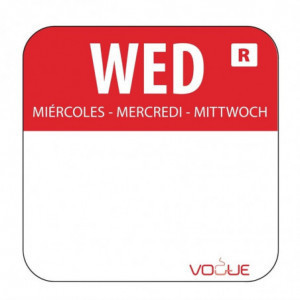 Red food labels "Wednesday" - - Pack of 1000 - Vogue - Fourniresto