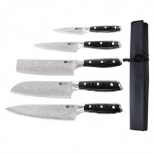 Set med 5 japanska knivar och fodral Tsuki Series 7 - FourniResto