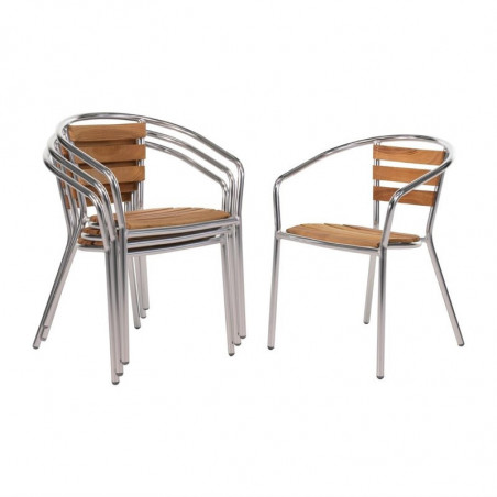 Fauteuils Bois et Alu - Lot de 4 - Bolero - Fourniresto