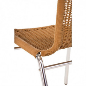Rattan and aluminum chairs - Set of 4 - Bolero - Fourniresto