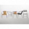 Stackable Black and Aluminum Rattan Armchairs - Set of 4 - Bolero - Fourniresto