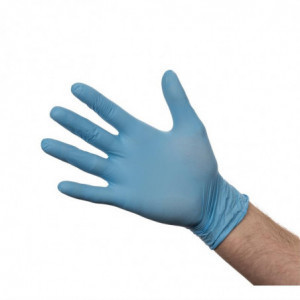 Handskar i blått icke-pudrat nitril - Storlek L - Förpackning med 100 - FourniResto
