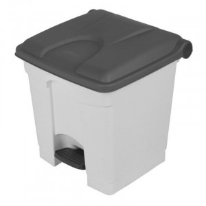 Poubelle à Pédale Blanche et Grise - 45 L