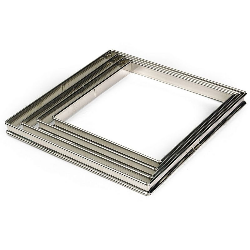 Stainless Steel Square Tart Flan - 200 x 200 mm - TELLIER