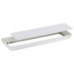 Rectangular Fluted Tart Mold with Removable Bottom in Iron - 350 x 110 mm - TELLIER