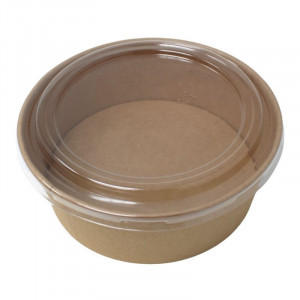 Kraft-salaattikulho PET-kannella - 1300 ml - 300 kpl erä