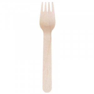 Biodegradable Wooden Fork 155 mm - Pack of 100 - Fiesta Green - Fourniresto