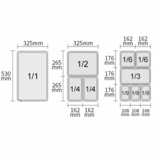 Gastronorm-astia GN 1/1 - 14 L - K 100 mm