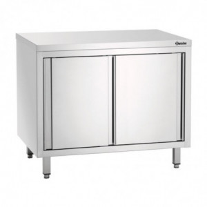 Stainless Steel Cabinet with Sliding Doors and Shelf - L 1600 mm