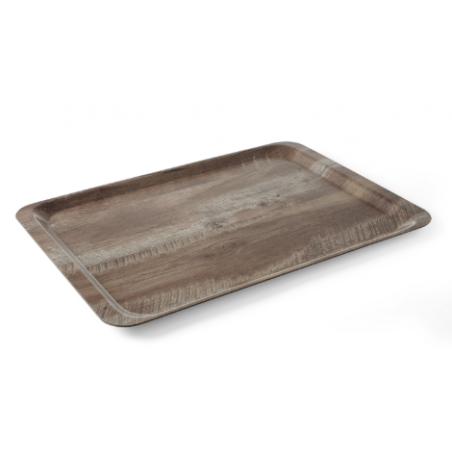 Plateau de Service en Mélamine Imprimé Bois Foncé - 350 x 240 mm