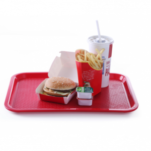 Rectangular Fast Food Tray - Large Size 450 x 350 mm - Red - Red