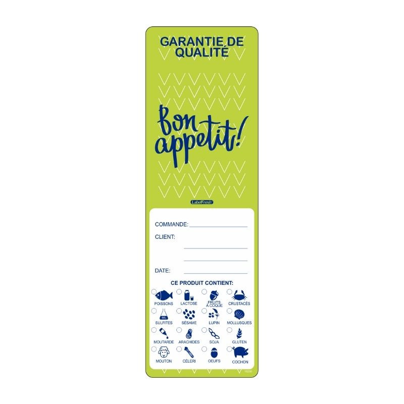 Inviolable Label - Quality Guarantee with Allergens - 45 x 140 mm - Pack of 250 - LabelFresh