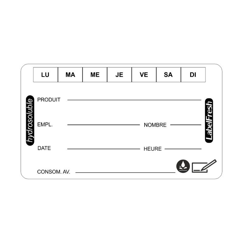 Etiquettes de Traçabilité - LabelFresh Soluble - 70 x 40 mm - Lot de 250 - LabelFresh