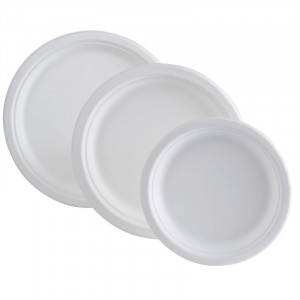 Rund tallrik av bagasse - 180 x 18 mm - Förpackning med 50