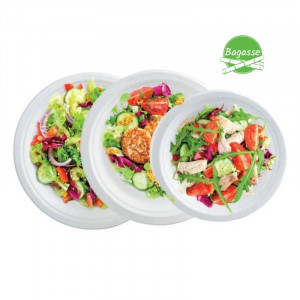 Rund Tallrik i Bagasse - 180 mm - Paket med 50 - FourniResto