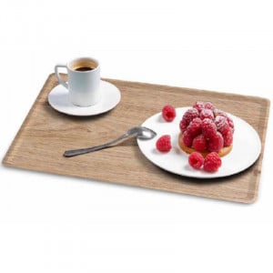 Rektangulär Melaminbelagd Laminerad Bricka - 280 x 200 mm - Ljus Ek - Förpackning med 20
