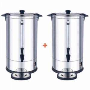 Pack med 2 professionella kaffeperkolatorer på 7 liter med permanent filter - 48 koppar - Dynasteel