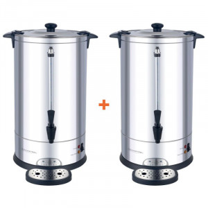 Paket med 2 Professionella Kaffeperkolatorer 14 L med Permanent Filter - 100 Koppar - Dynasteel