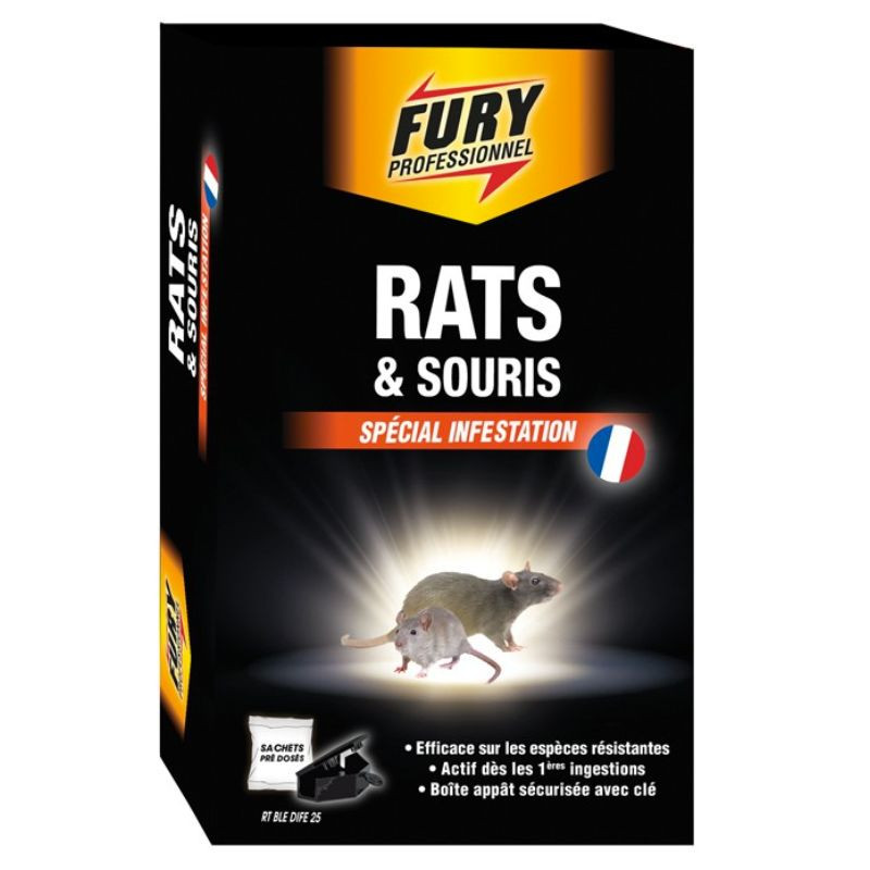 Lockbeteslåda med engångspåsar för råttor och möss - 6-pack - FURY