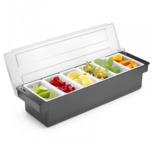 Ingredients Box - 6 Compartments in Black ABS - HENDI