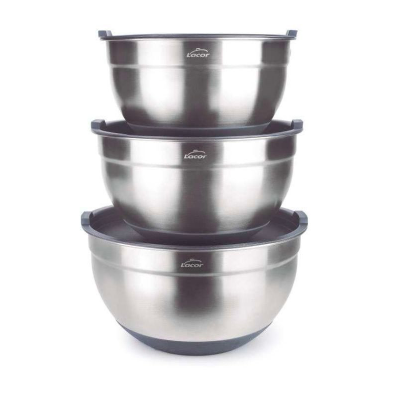 Set of 3 Stainless Steel Bowls - 3 to 4.8 L - Lacor