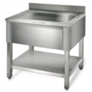 Plonge 1 Bakki selkänojalla ja hyllyllä - L 600 x S 700 mm - Dynasteel