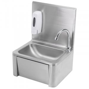 Lave-Mains Inox Commande Fémorale avec Dosseret et Savon