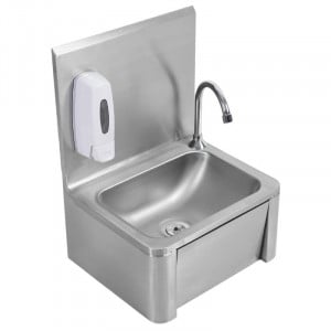 Lave-Mains Inox Commande Fémorale avec Dosseret et Savon