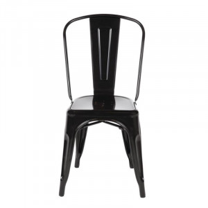Stackable Steel Bistro Chairs - Black - Set of 4 - Bolero
