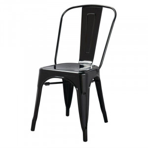 Stackable Steel Bistro Chairs - Black - Set of 4 - Bolero