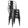 Stackable Steel Bistro Chairs - Black - Set of 4 - Bolero