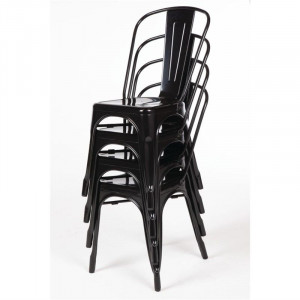 Stackable Steel Bistro Chairs - Black - Set of 4 - Bolero