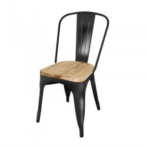 Teräs musta tuoli puuistuimella - 4 kpl - Bolero