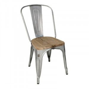 Steel Chairs with Wooden Seat - Set of 4 - Bolero