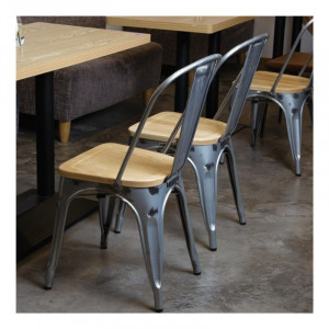 Steel Chairs with Wooden Seat - Set of 4 - Bolero