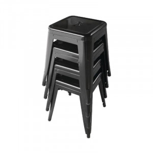 Black Steel Low Stools - Set of 4 - Bolero