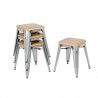 Bistro-tuolit, teräsrunko ja puinen istuin - 4 kpl - Bolero