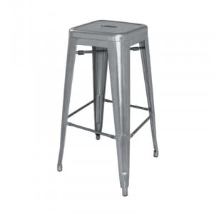 High Stools in Metallic Grey Galvanized Steel - Set of 4 - Bolero
