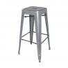 High Stools in Metallic Grey Galvanized Steel - Set of 4 - Bolero