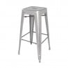 High Stools in Silver Grey Galvanized Steel - Set of 4 - Bolero