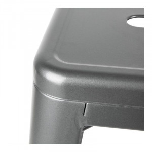 High Steel Grey Metal Stools with Backrest - Set of 4 - Bolero