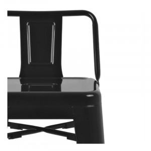 High Black Steel Stools with Backrest - Set of 4 | Bolero