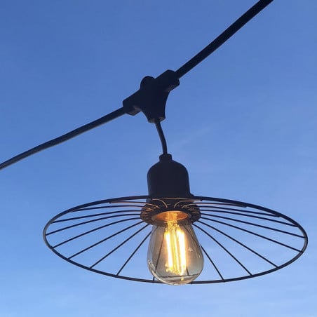 Ljusslinga för utomhusbruk med lampskärm i stål och glödtrådslampa - Chic Cage Light - Lumisky