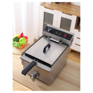 Professional 13L Deep Fryer with Drain in Stainless Steel - Dynasteel